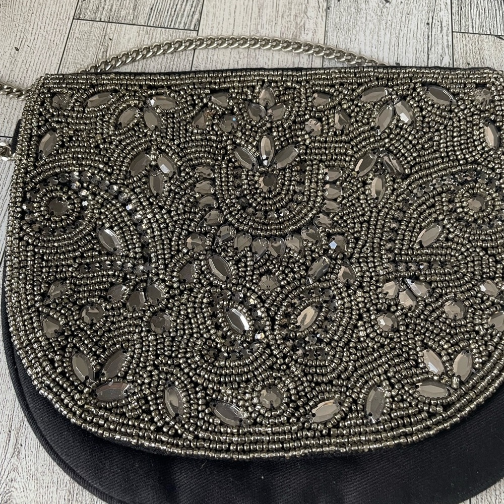 *RARE* BEAUTIFUL AVIVA STANOFF  BEADED COCKTAIL PURSE/BAG/HANDBAG W/METAL CHAIN - Picture 2 of 12